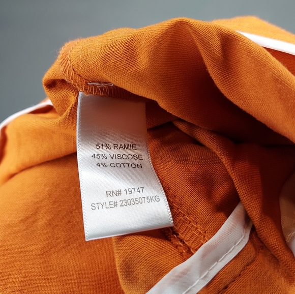 Counterparts Linen Blend Pants 20W Paperbag Belted Wide Leg Pocket Zip Orange - Picture 5 of 6